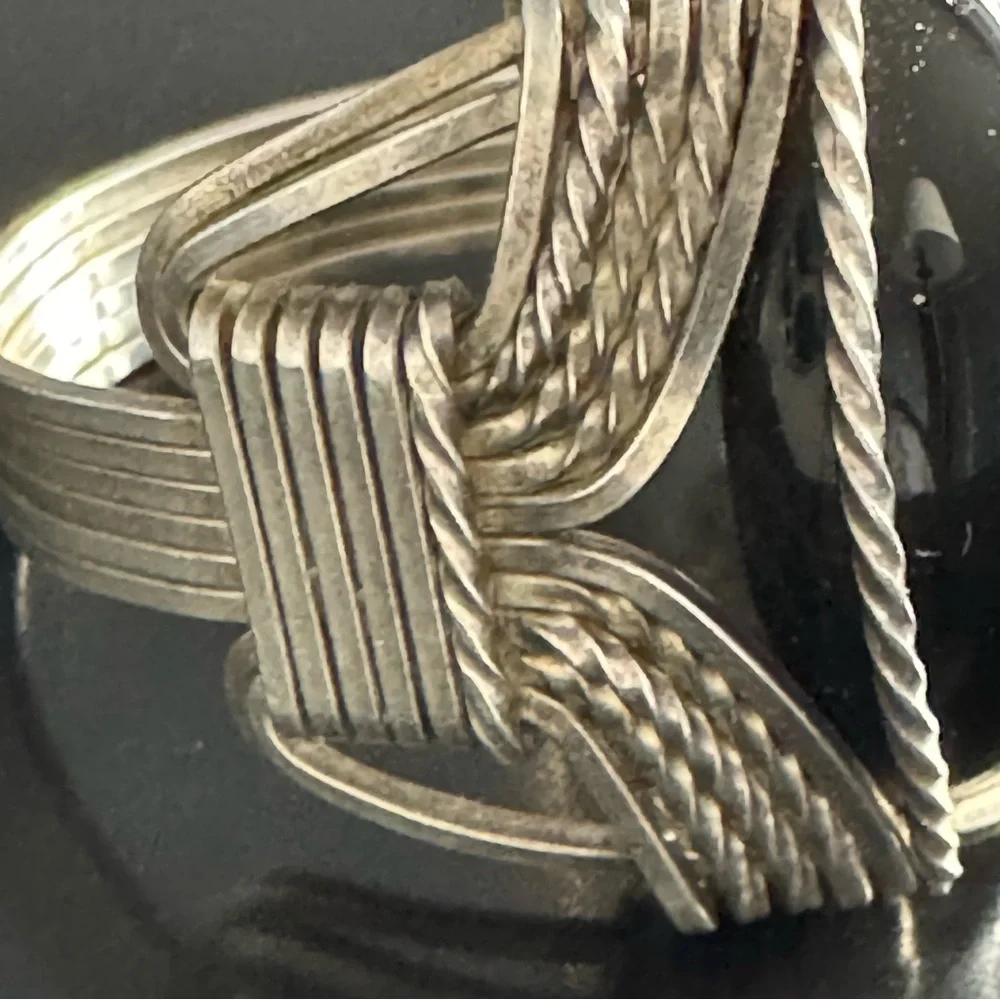 Artisan Wire-Wrapped Sterling Ring - Black Agate